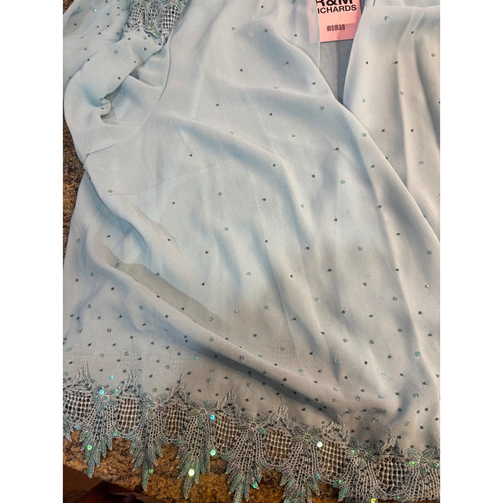 NEW R&M Richards 2 Piece Dress Set Blue Beaded Formal Mother Of The Bride 32W - Picture 8 of 16